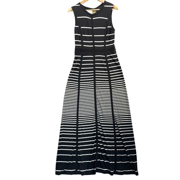 Taylor Black White Stripe Sleeveless Long Maxi Dress Women 2 - Picture 1 of 10